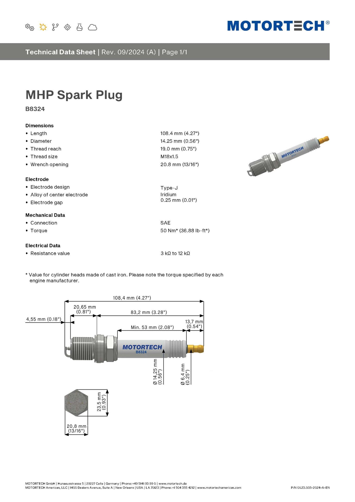 MOTORTECH B8324 SPARK PLUG- BOX OF 4